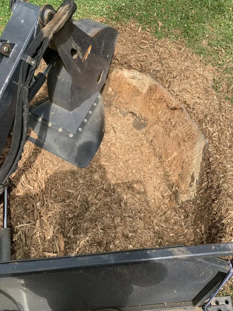 A close up of the blade on a tractor